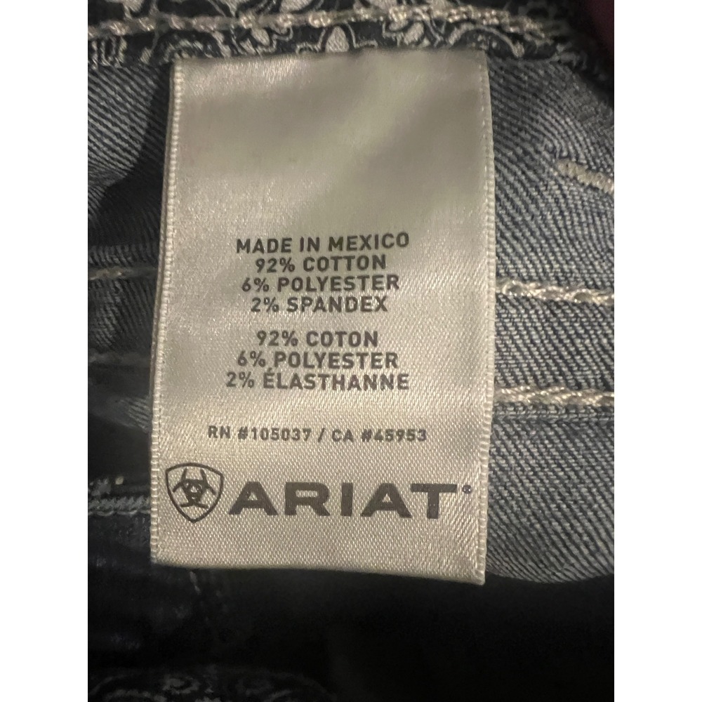 Ariat REAL Straight Icon Jeans Womens 31R Ocean Blue Stretch Denim AW5365 - Picture 7 of 13